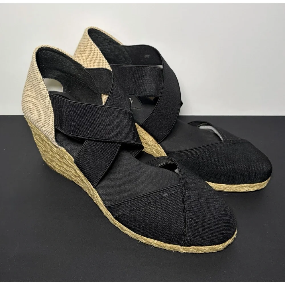 Lauren Ralph Lauren Collins Black Elastic Wedges Women's 7.5B M
